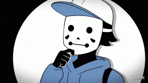 Black And White Person Wearing Mask And Blue Hoodie GIF