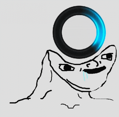 Black And White Person With Blue Circle On Head GIF