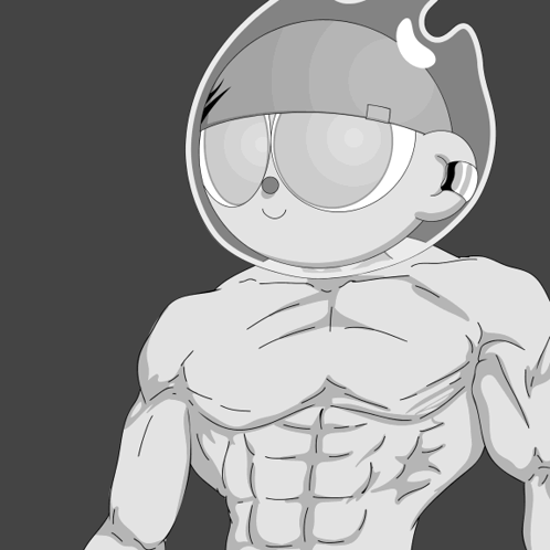 Black and White Person with Helmet
