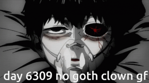 Black and White Person With Oxygen Mask Day 6309 No Goth Clown Gf