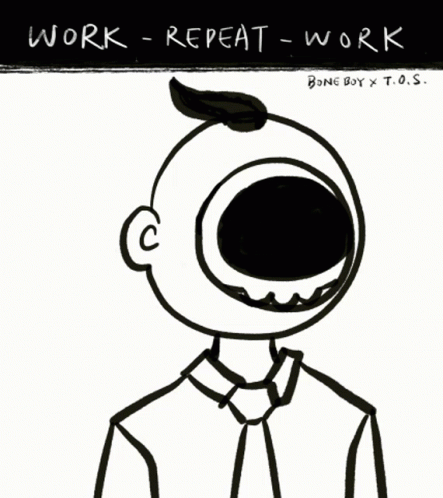 Black and White Person Work Repeat Work