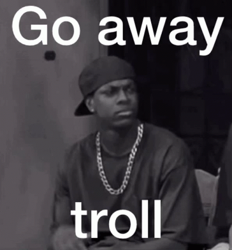 Black And White Photo Man Saying Go Away Troll GIF