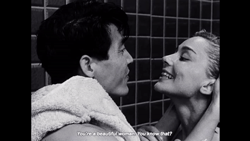 Black and White Photo Man Woman You're a Beautiful Woman You Know That