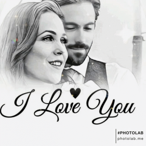 Black And White Photo Of Man And Woman Saying I Love You GIF