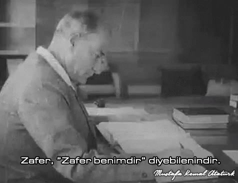Black And White Photo Of Man At Desk Saying Zafer GIF