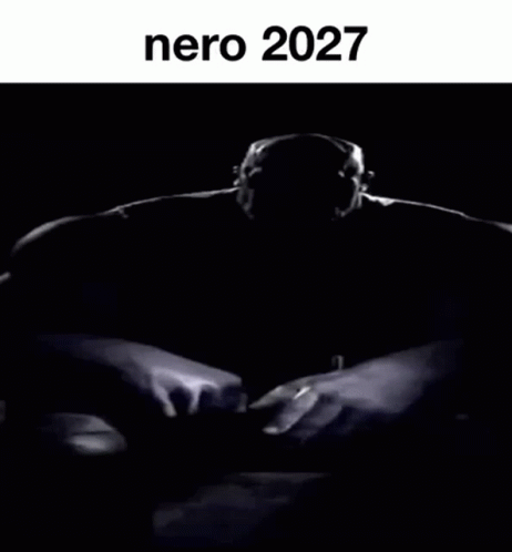 Black and White Photo of Man with Beard and Text Nero 2027
