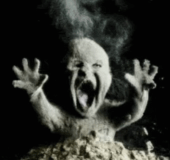 Black and White Photo of Person With Mouth Open