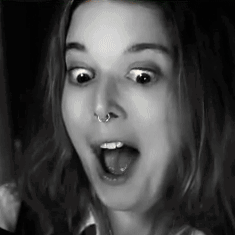 Black And White Photo Of Woman With Mouth Open GIF