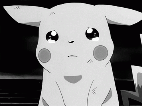 Black and White Pikachu Crying