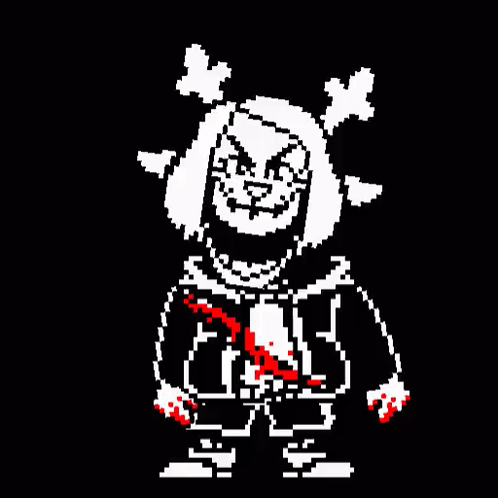 Black And White Pixel Art Character Bloody Clothes GIF