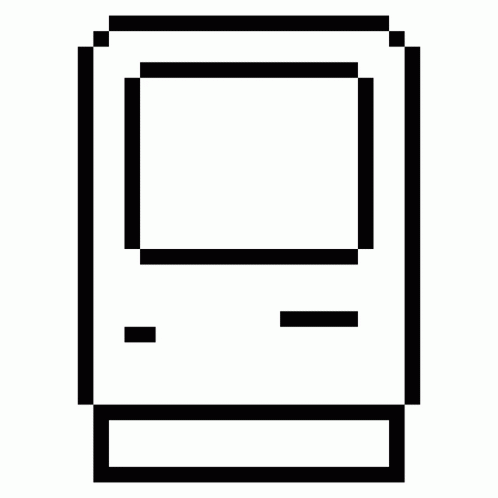 Black and White Pixel Art Computer Monitor With Staircase