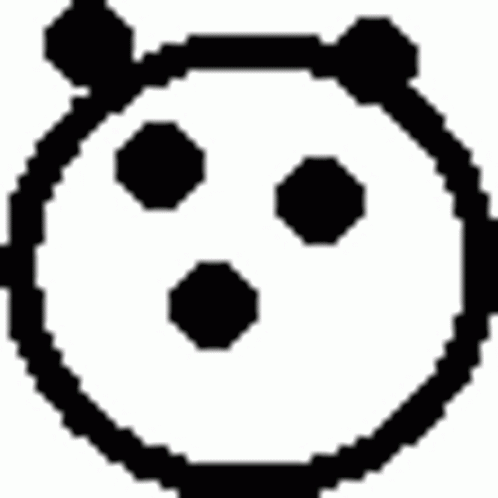 Black And White Pixel Art Panda With Three Eyes GIF
