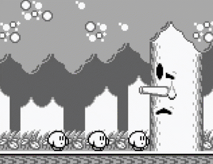 Black and White Pixel Art Tree With Crying Face in Forest