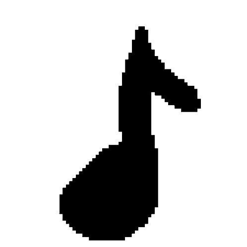 Black and White Pixel Music Note