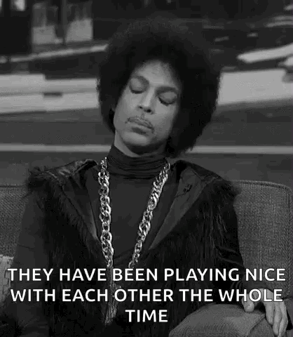 Black And White Prince Sitting On Couch Eyes Closed Quote GIF