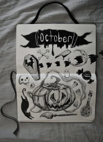 Black And White Pumpkin Saying October GIF