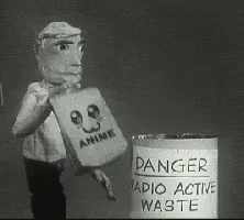 Black And White Puppet Holding Bag Saying Anime GIF