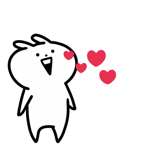Black and White Rabbit with Hearts in Eyes