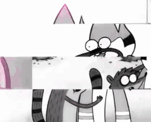 Black And White Raccoons Standing Next To Tree GIF