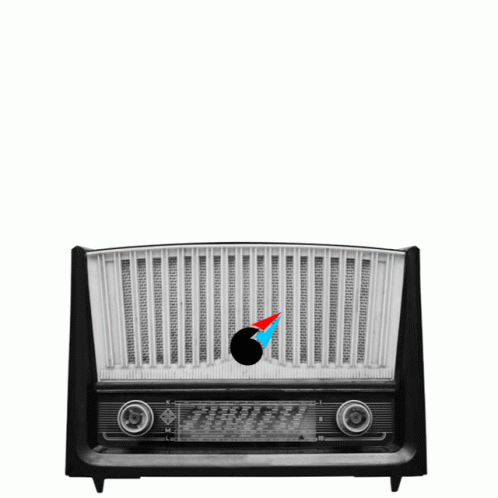 Black and White Radio with Music Notes