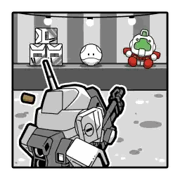 Black and White Robot Holding Gun and Stuffed Animal