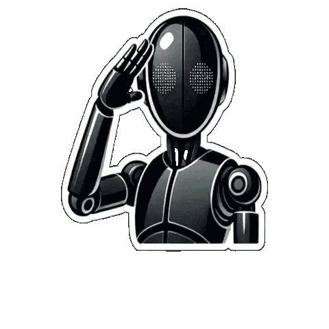 Black and White Robot Saluting