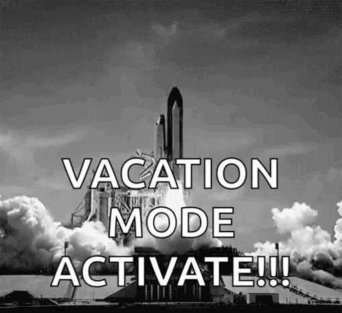 Black and White Rocket Taking Off Vacation Mode Activate