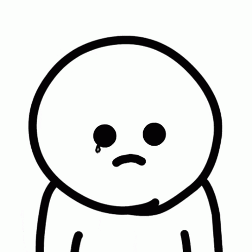 Black and White Sad Cartoon Character