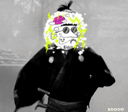 Black and White Samurai Holding Sword