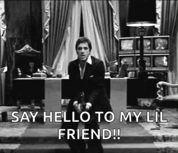 Black And White Say Hello To My Little Friend GIF
