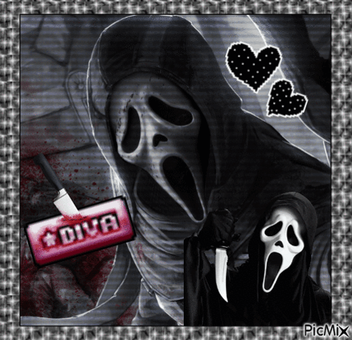 Black And White Scream With Diva Sign GIF