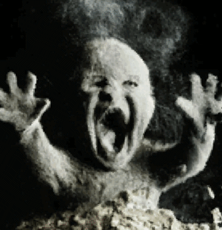 Black and White Screaming Monster