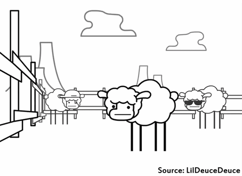 Black And White Sheep Girl In A Dress GIF