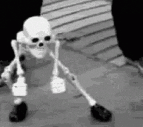 Black and White Skeleton Dancing