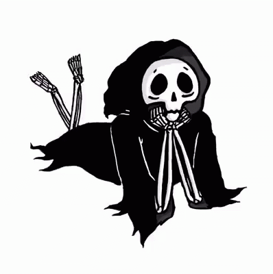 Black and White Skeleton in Hooded Cape