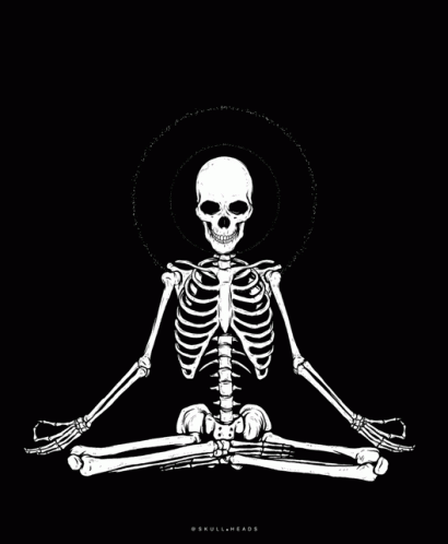 Black and White Skeleton in Lotus Position