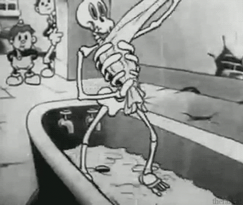 Black And White Skeleton Shower GIF