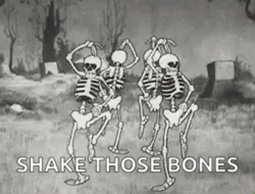Black and White Skeletons Dancing Shake Those Bones