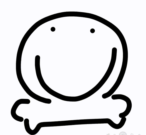Black And White Smiley Face With Bone GIF
