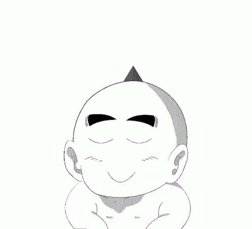 Black And White Smilling Krillin GIF