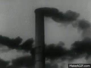 Black And White Smoke From Factory Chimney GIF