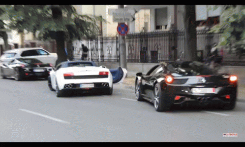 Black And White Sports Car With License Plate JC GIF