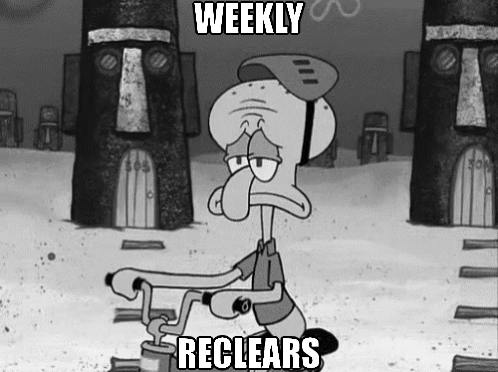 Black and White Squidward Says Weekly Recclears