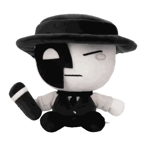 Black and White Stuffed Toy with P
