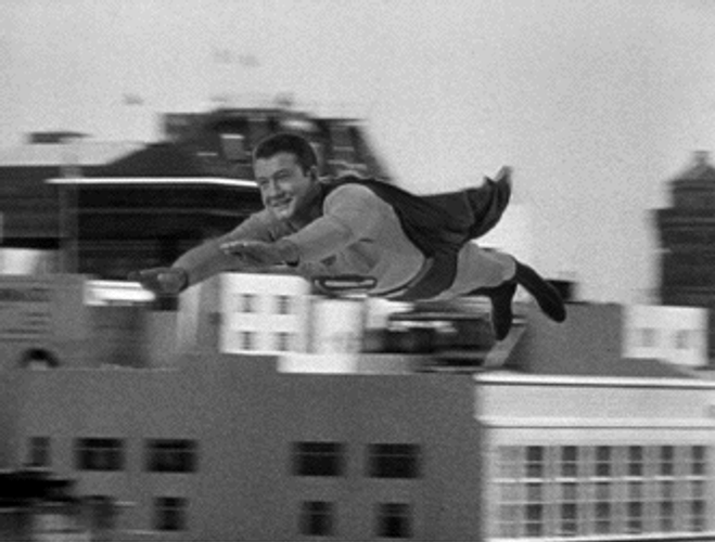 Black And White Superman Flying GIF