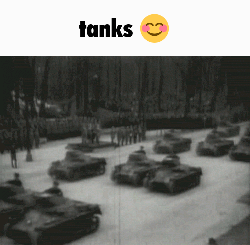 Black and White Tanks Parade with Smiley