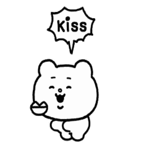 Black and White Teddy Bear Saying Kiss