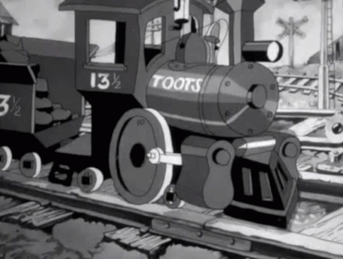 Black and White Toots Train Engine