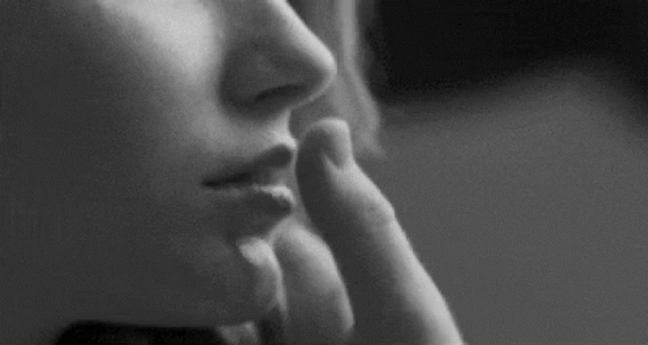Black And White Touching Lips GIF