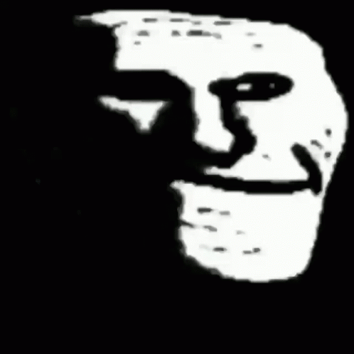 Black And White Troll Face With Huge Smile GIF